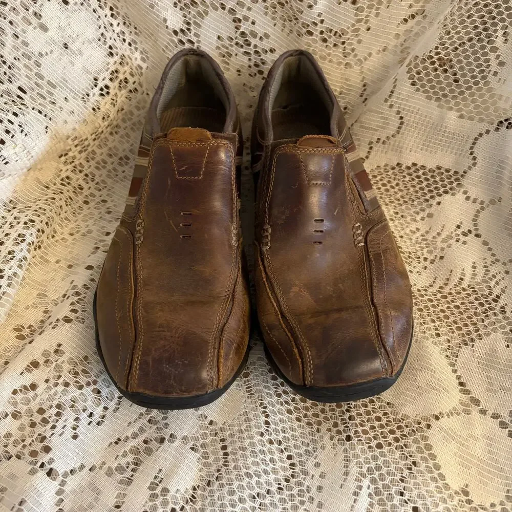 Skechers Men's US 10.5 Diameter Zinroy Brown Leather Slip-On Loafers